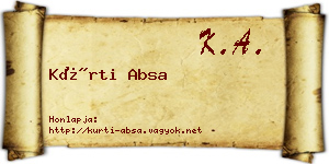 Kürti Absa névjegykártya